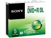 SONY 8.5GB DVD R 215 minutes DL Slim Case Pack of 5 Model 5DPR85SS