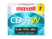 maxell 650MB 4X CD RW 3 Packs Media Model 630030