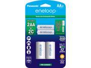 Panasonic Eneloop 2 Pack AA 2000mAh 2100 Cycle Ni MH Pre Charged Rechargeable Batteries with 2 Pack C size Spacers