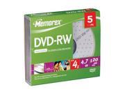 memorex 4.7GB 4X DVD RW 5 Packs Media Model 05745