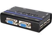 Nippon Labs KVM 4AM 4S 4 Port USB VGA KVM Switch Supports Audio and Mic with 4 Cable Sets
