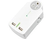 Surge Protector Wall Tap 3 Outlet 2 USB 612 Joule White CCS51549