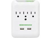 Surge Protector Wall Tap 3 Outlets 2 USB Ports White CCS51547