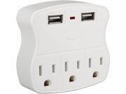 QVS PS 05UW 3 Outlet Wallmount Power Block with Dual USB 2.1A Charging Ports