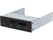 Silverstone FP56 USB 3.0 Multifunction Card Reader with 3x USB 3.0 1x high speed charging port Black White Silver