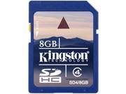 Kingston 8GB Secure Digital High Capacity SDHC Flash Card Model SD4 8GB