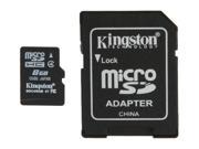 Kingston 8GB MicroSDHC Class 4 Memory Card with Adapter SDC4 8GB