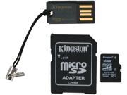 Kingston 16GB Multi Kit Mobility Kit microSDHC Class 10 Memory Card with SD Adapter and Reader MBLY10G2 16GB