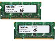 Crucial 2GB 2 x 1GB 200 Pin DDR2 SO DIMM DDR2 800 PC2 6400 Dual Channel Kit Laptop Memory Model CT2KIT12864AC800