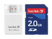 SanDisk 2GB Secure Digital SD Flash Card W MICROMATE Model SDSDBR2048A10