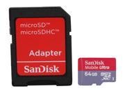 SanDisk Mobile Ultra 64GB microSDXC Flash Card with Adapter Model SDSDQY 064G A11A