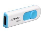 ADATA Classic Series C008 Retractable 64GB USB 2.0 Flash Drive White and Blue