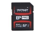 Patriot EP Pro Series 64GB Secure Digital Extended Capacity SDXC Flash Card Model PEF64GSXC10333