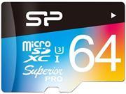 Silicon Power 64GB Superior Pro microSDXC UHS I U3 Class 10 Memory Card with Adapter Speed Up to 90 MB s SP064GBSTXDU3V20SP