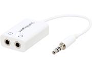 StarTech MUY1MFFADPW White Slim Mini Jack Headphone Splitter Cable Adapter 3.5mm Male to 2x 3.5mm Female