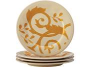 Rachael Ray Set of 4 Cucina Gold Scroll Appetizer Plate Set Almond