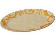 Rachael Ray 12.5 in. Round Cucina Gold Scroll Platter Almond