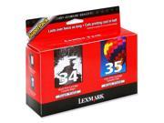 LEXMARK 18C0535 Twin Pack 34 35 High Yield Print Cartridges Black and Color