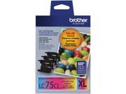 brother LC753PKS LC75CL 3 Pack Ink Cyan Magenta Yellow