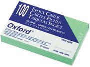 Oxford 7320 GRE Unruled Index Cards 3 x 5 Green 100 Pack
