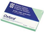 Oxford 7520 GRE Unruled Index Cards 5 x 8 Green 100 Pack