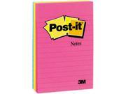 Post it Notes 660 3AN Original Pads in Neon Colors 4 x 6 Lined 3 Neon Colors 3 100 Sheet Pads Pack