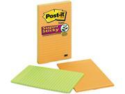 Post it Notes Super Sticky 5845 SSAN Super Sticky Notes 5 x 8 Lined Assorted Electric Glow 4 45 Sheet Pads Pack