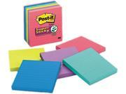 Post it Notes Super Sticky 675 6SSUC Super Sticky Ultra Notes 4 x 4 Lined Five Colors 6 90 Sheet Pads Pack