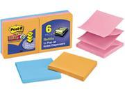 Post it Pop up Notes Super Sti R330 6SSAN Pop Up Refill 3 x 3 4 Electric Glow Colors 6 90 Sheet Pads Pack