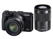 Canon EOS M3 9694B031 Black Mirrorless Digital Camera with 18 55mm and 55 200mm Lenses