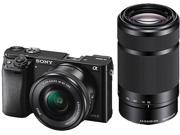 Sony Alpha ILCE6000Y B a6000 Mirrorless Digital Camera with 16 50 mm and 55 210 mm Lenses Black