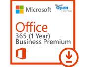 Microsoft Office 365 Business Premium - Subscription license (1 year) - 1 user - hosted - Microsoft Qualified - Open License - Open, 300 users maximum, Microsof Microsoft Office 365 Business Premium - Subscription license (1 year) - 1 user - hosted - Microsoft Qualified - Open License - Open, 300 users maximum, Microsof