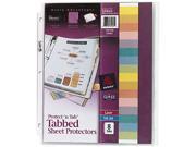 Avery 74161 Protect n Tab Top Load Clear Sheet Protectors w Eight Tabs Letter