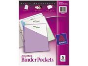 Avery 75254 Ring Binder Polypropylene Pockets 8 1 2 x 11 Assorted Colors 5 Pockets Pack