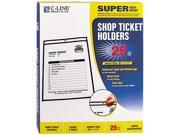 C line 46911 Shop Ticket Holders Letter Clear Front Back w Black Stitching 25 Box