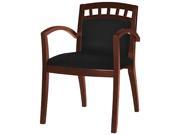 Mayline VSC5ABMAH Mercado Series Arch Back Wood Guest Chair Mahogany Black Leather