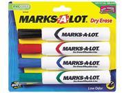 Marks A Lot 24409 Desk Style Dry Erase Markers Chisel Tip Assorted 4 Set