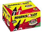 Marks A Lot 98187 Permanent Markers Regular Chisel Tip Red Black 24 Pack