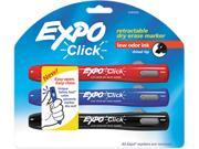 EXPO 1741919 Click Dry Erase Markers Chisel Tip Assorted 3 per Set