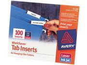 Avery 11136 Printable Inserts for Hanging File Folders 1 5 Tab Two Inch White 100 Pack