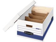 Bankers Box 0083201 Stor File Extra Strength Storage Box Legal Locking Lid White Blue 12 Carton