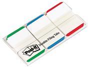 Post it 686L GBR Durable File Tabs 1 x 1 1 2 Striped Blue Green Red 66 Pack