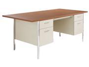 Alera Double Pedestal Steel Desk 72w x 36d x 29 1 2h Oak Putty