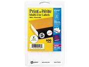 Avery 05410 Print or Write Removable Multi Use Labels 1in dia White 600 Pack