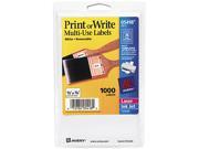 Avery 05418 Print or Write Removable Multi Use Labels 1 2 x 3 4 White 1000 Pack