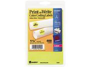 Avery 05499 Print or Write Removable Color Coding Labels 1 1 4in dia Neon Yellow 400 Pack