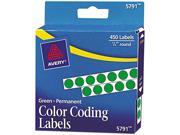 Avery 05791 Permanent Self Adhesive Color Coding Labels 1 4in dia Green 450 Pack