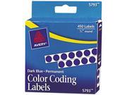 Avery 05793 Permanent Self Adhesive Color Coding Labels 1 4in dia Dark Blue 450 Pack