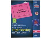 Avery 5975 High Visibility Laser Labels 8 1 2 x 11 Assorted Neons 15 Pack