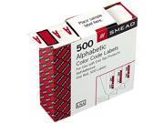 Smead 67071 A Z Color Coded Bar Style End Tab Labels Letter A Red 500 Roll